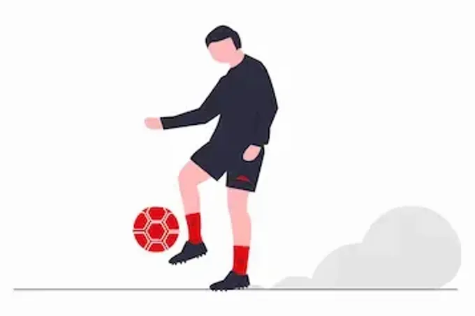 Illustration eines jungen Fußballspielers mit Ball, passend zur Jugend im Aufbau beim TSV Ludwigsfeld für Kinder und Jugendliche.